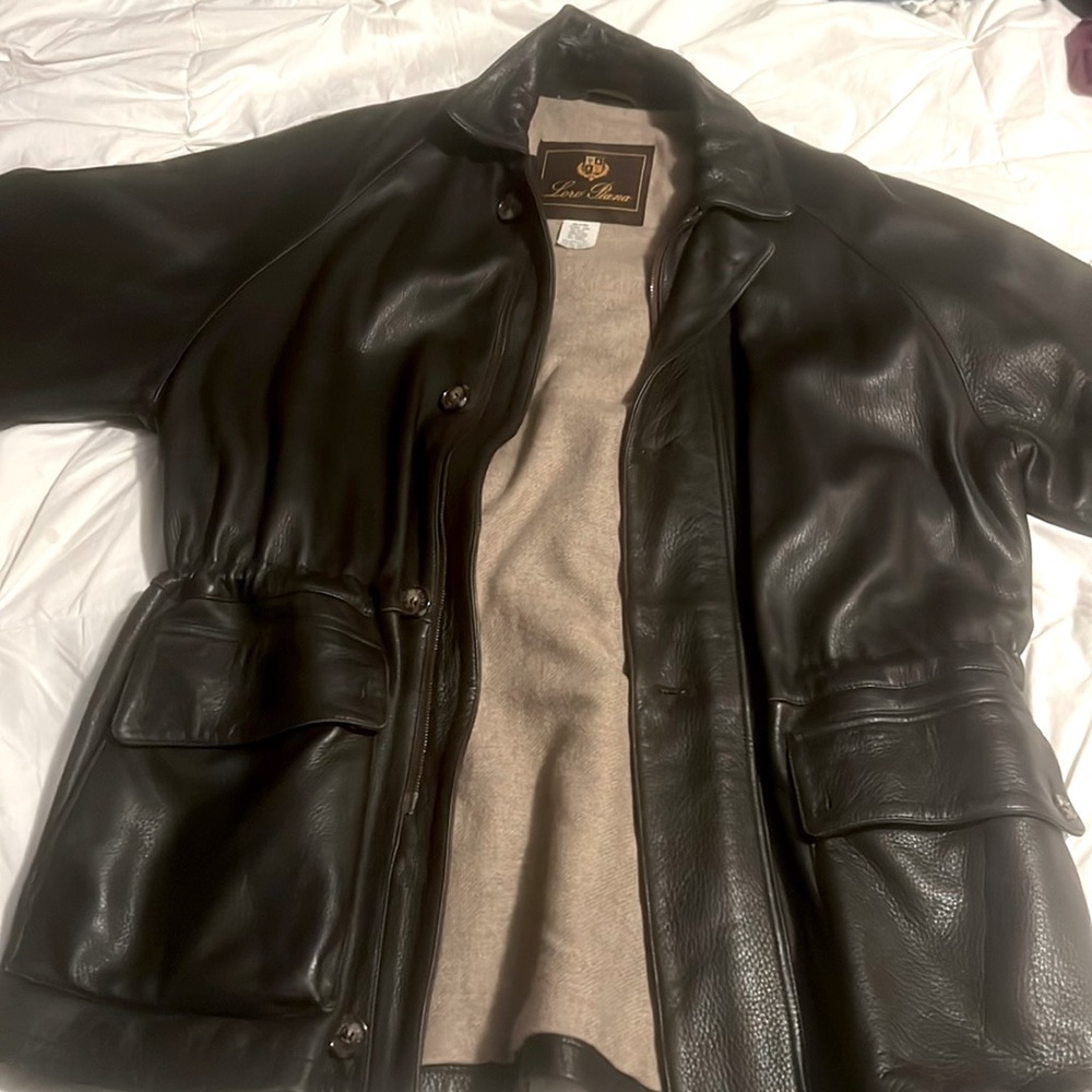 Loro Piana Dark brown leather coat